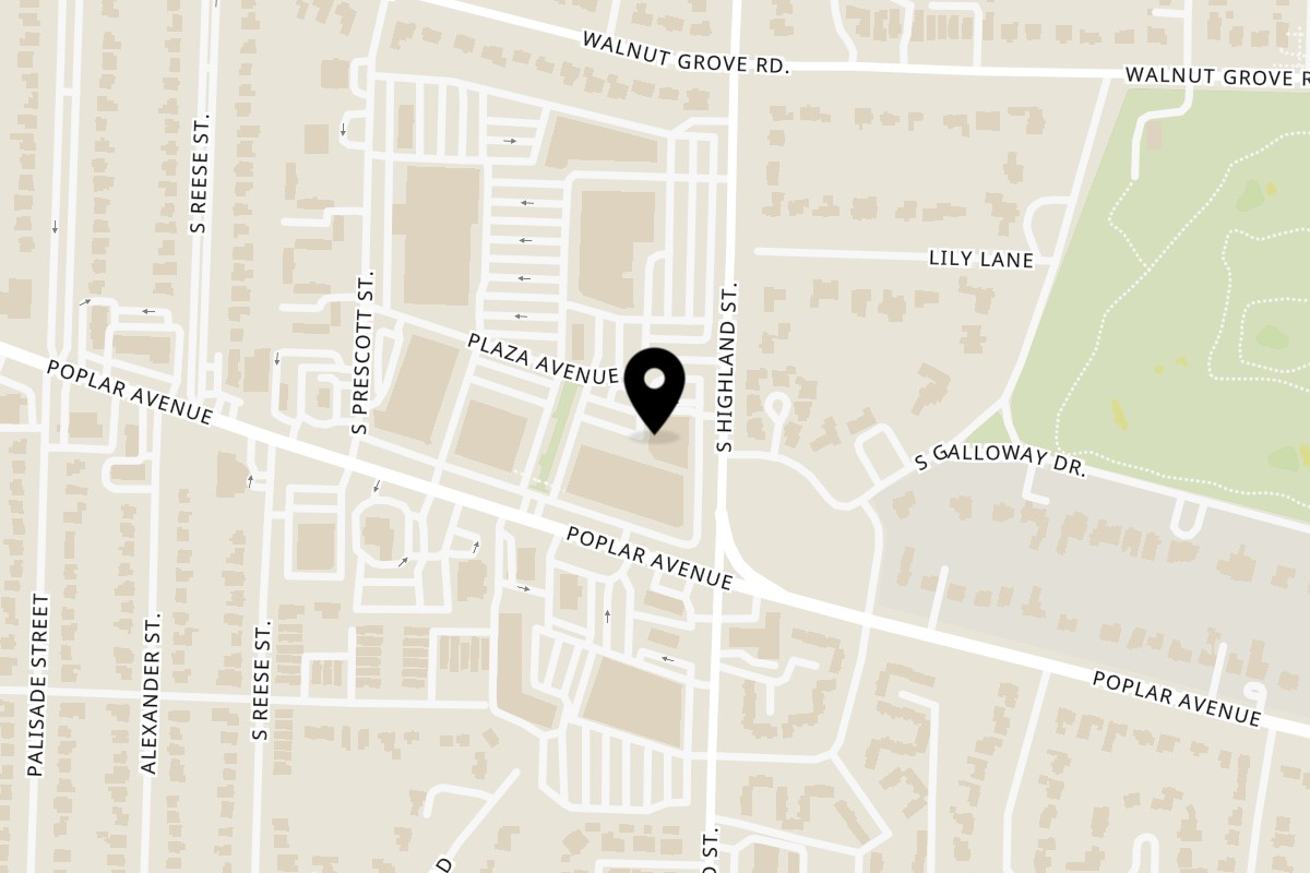 Map showing the location of Feast and Graze on 109 S Highland St in Memphis